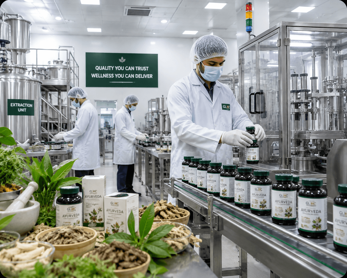 GLHC Ayurveda manufacturing and supply readiness — official brand photograph
